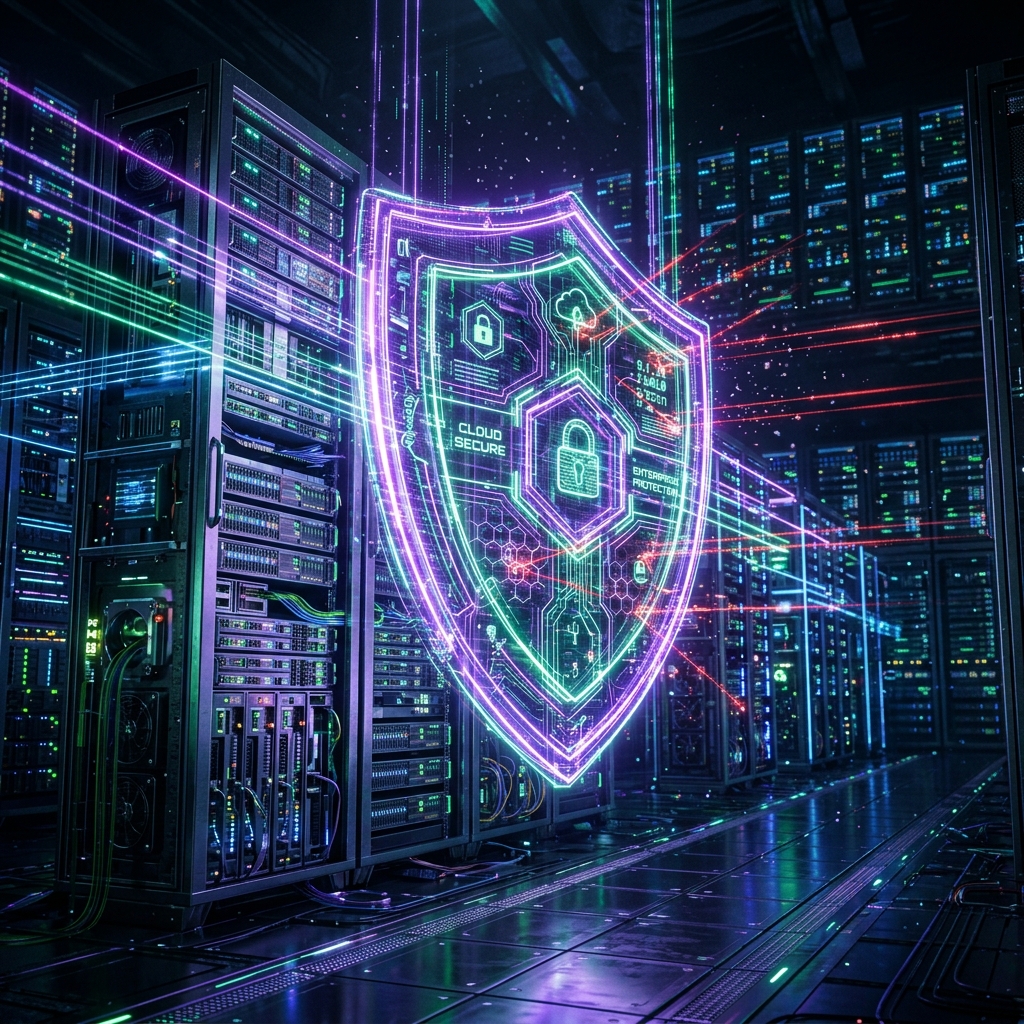Cloud secure network architecture illustration